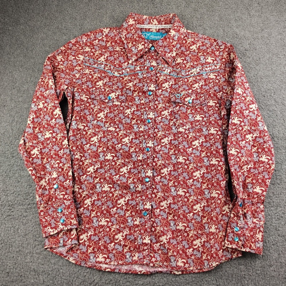 Cowgirl Hardware Shirt Pearl Snap Red Sequins Size Medium Women's Cowgirl Rodeo